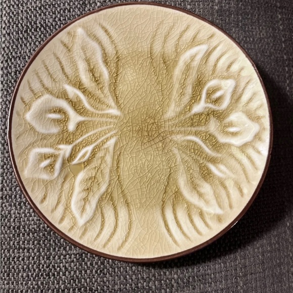 Pier 1 Other - EUC Pier 1 Imports Ring Dish Trinket Brown Tan Calla Lily Flowers Cottage Garden
